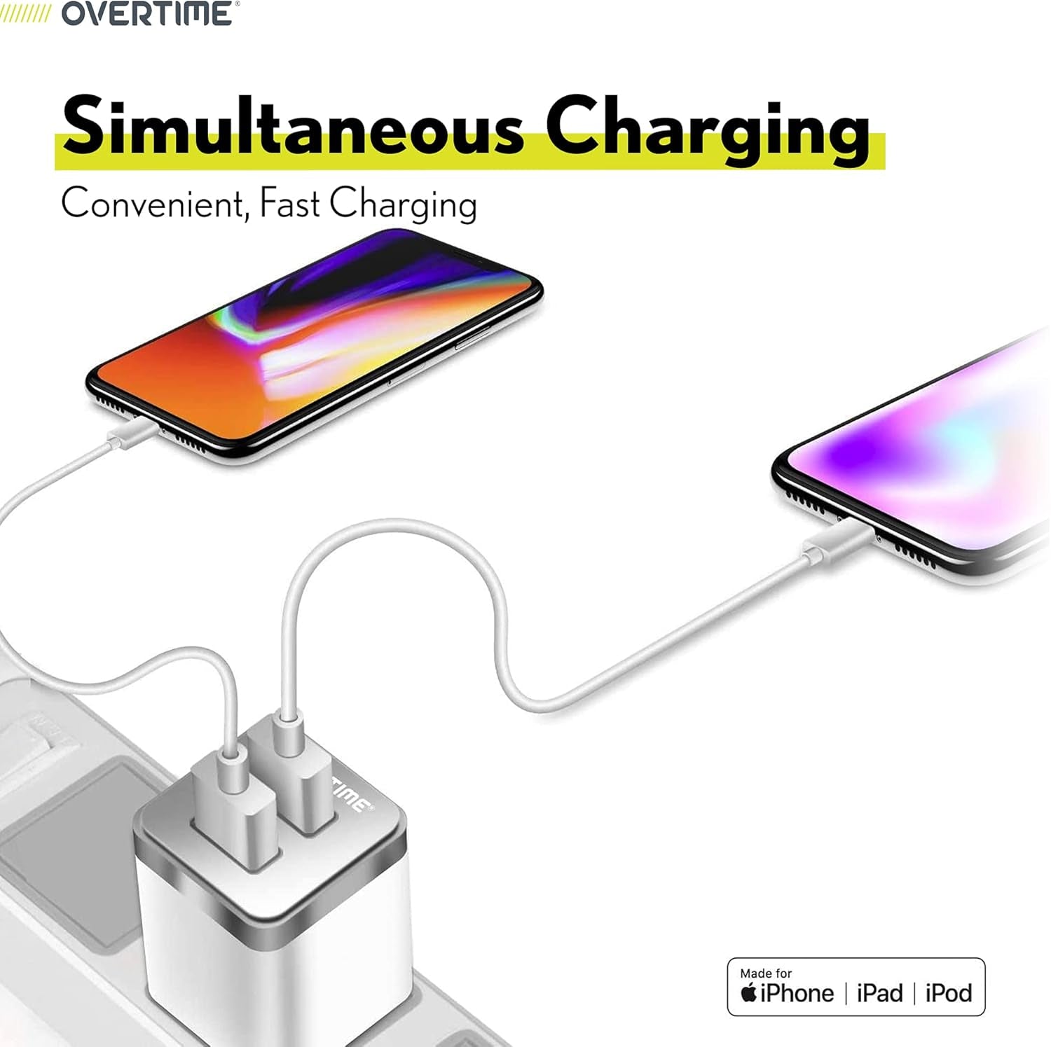 Iphone Charger,  Apple Mfi Certified 4Ft Lightning USB Cables with Dual Port Wall & Car Charger Adapter for Iphone 11 Pro Max X Xs XR 8 7 6S 5 SE, Ipad Pro Air Mini - White