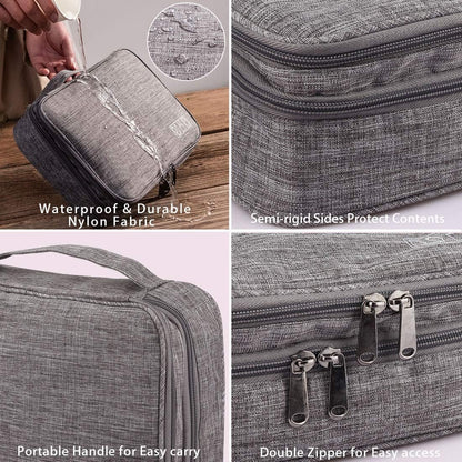 Travel Cable Organizer Bag, Three-Layer Electronics Accessories Organizer Bag for Cables, Chargers, Power Bank, Mouse,Ipad, Phone, Kindle, SD Card, Wires, Cords, and Accessories (Grey)